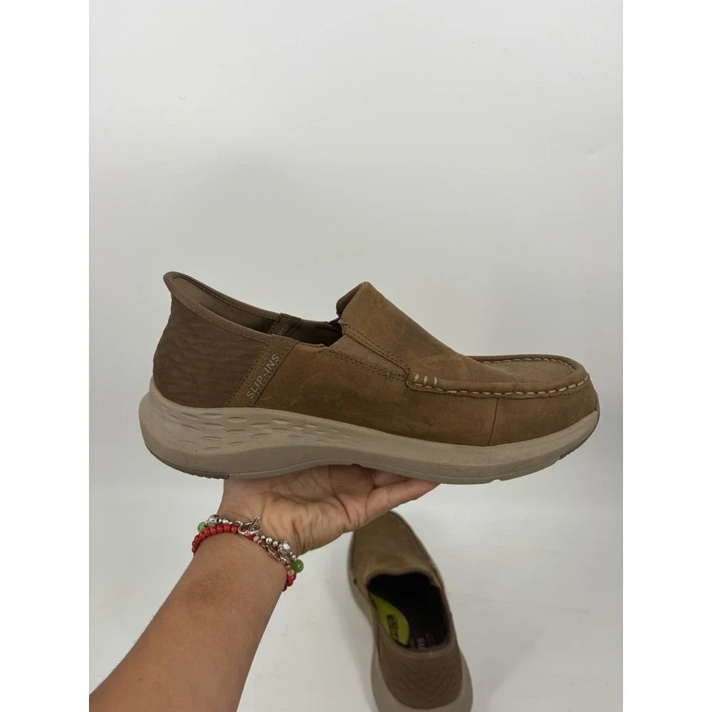 Skechers Shoes Mens 9 Slip-ins Parson Oswin Brown Leather Slip On 204866